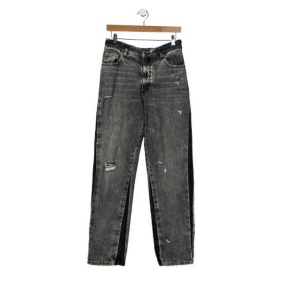 Ser.O.Ya Authentic Gray Black Maggie Mid Rise Vintage Straight Leg Jeans Denim - Picture 1 of 9